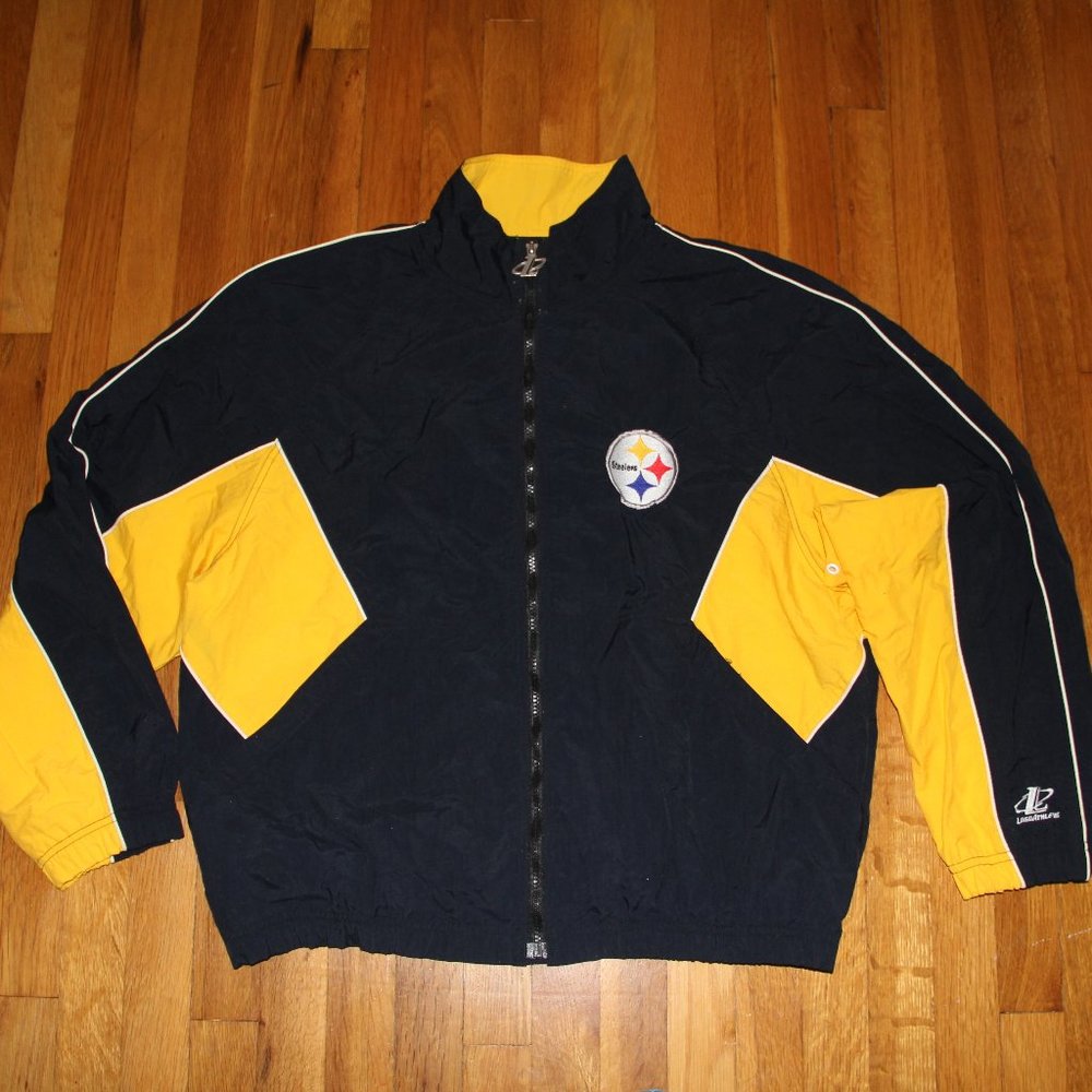Vintage Logo Athletic Pittsburgh Steelers Windbreaker Jacket Mens L
